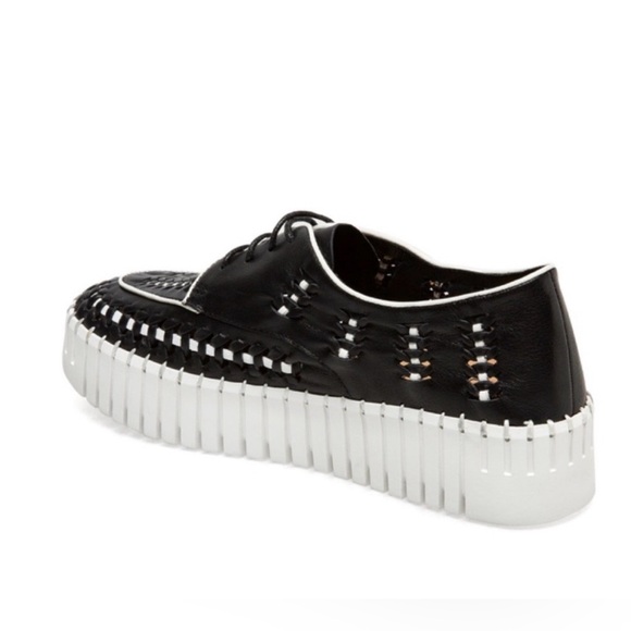 NWT Anthropologie SILENT D BRODIES Patent Leather Sneaker in Color Black/White - Picture 3 of 15